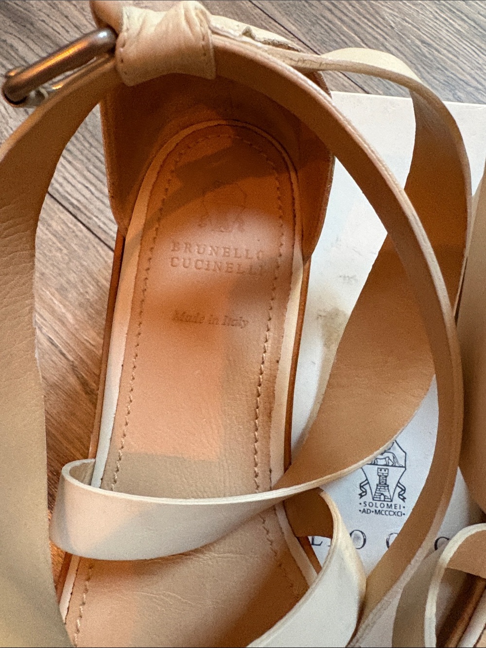 Brunello Cucinelli Cream Leather Ankle-Tie Sandals 39.5 - Picture 2 of 11